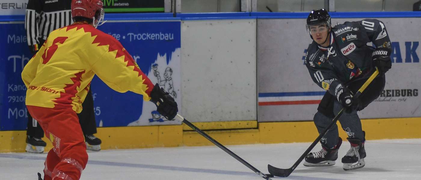 In Spiel 2 gegen Sierre musste Ben Meisner (re.) nur einmal hinter sich greifen (Foto: Eckenfels) SE 0004 SE5 9219